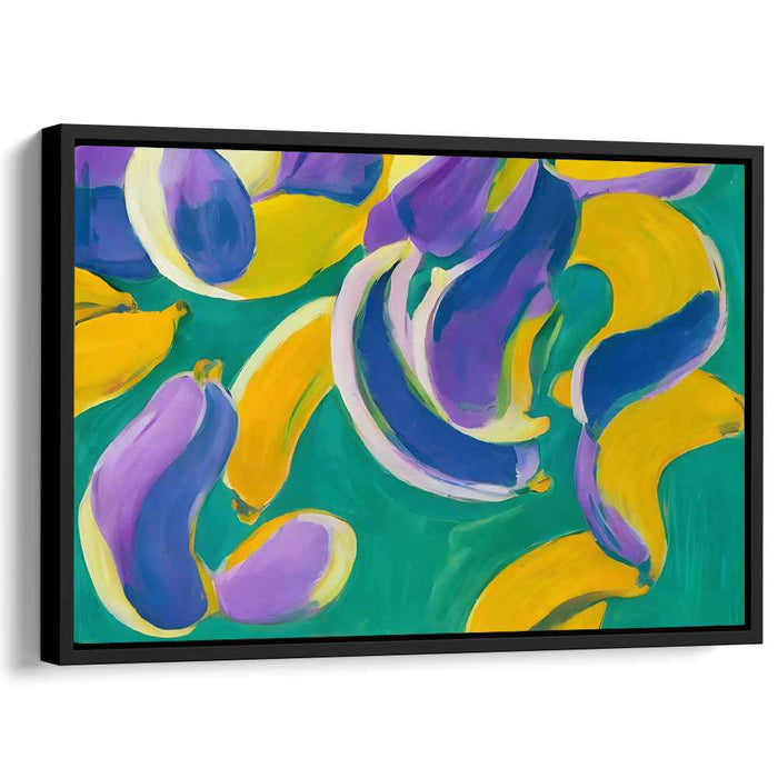 Exotic Produce Abstract Fusion: Abstract Bananas and Eggplants Canvas Art Print