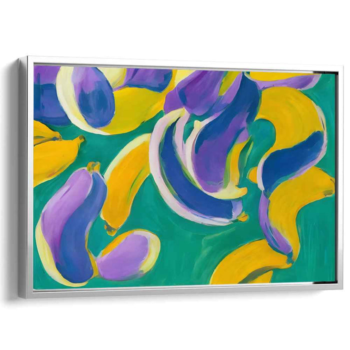 Exotic Produce Abstract Fusion: Abstract Bananas and Eggplants Canvas Art Print