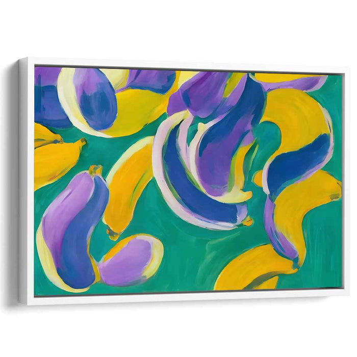 Exotic Produce Abstract Fusion: Abstract Bananas and Eggplants Canvas Art Print