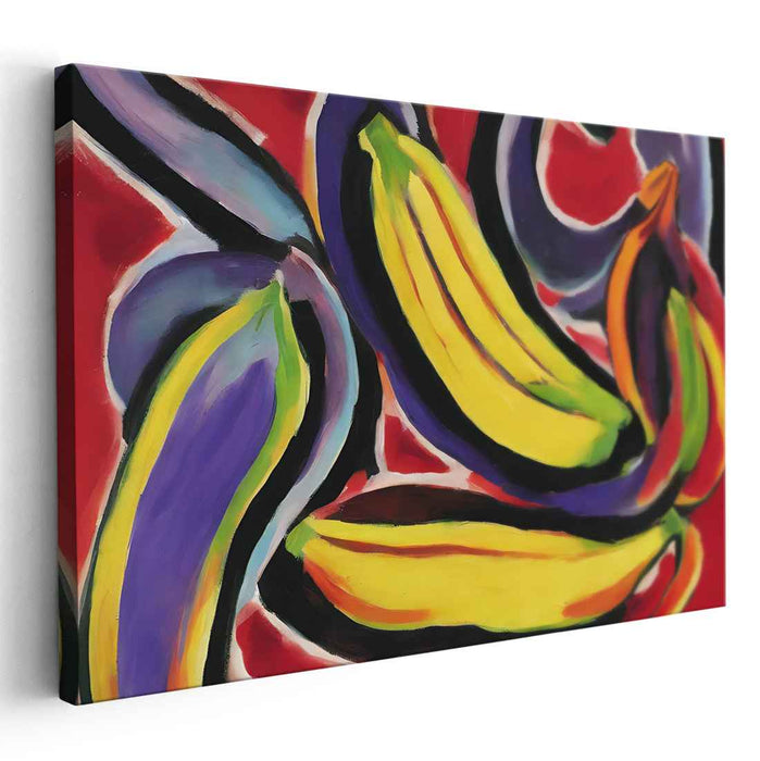 Radiant Bananas: Bold Expressionist Fruit Study Canvas Art