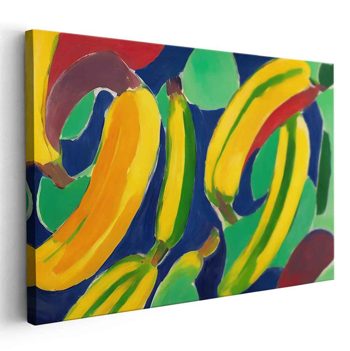 Tropical Energy: Vibrant Banana Abstract Canvas Art