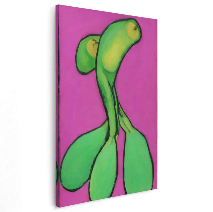 Neon Jungle Dreams: Vibrant Green on Pink Modern Art Canvas