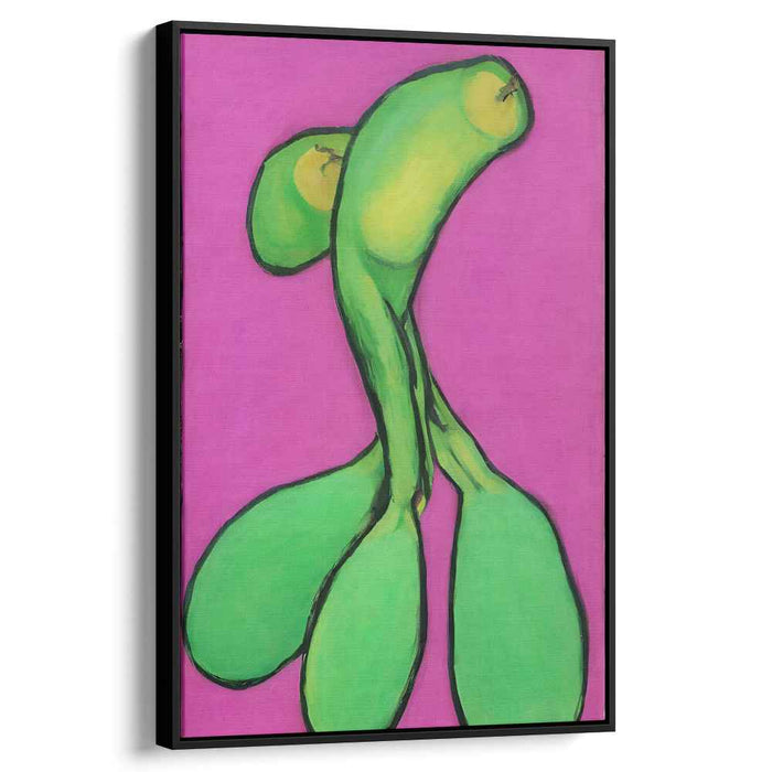 Neon Jungle Dreams: Vibrant Green on Pink Modern Art Canvas