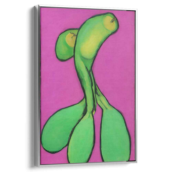 Neon Jungle Dreams: Vibrant Green on Pink Modern Art Canvas