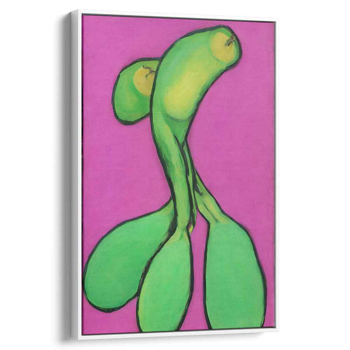 Neon Jungle Dreams: Vibrant Green on Pink Modern Art Canvas