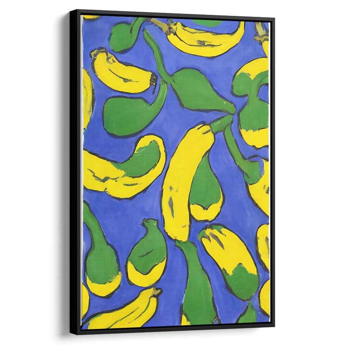 Banana Pop Art: Vibrant Yellow on Blue Canvas