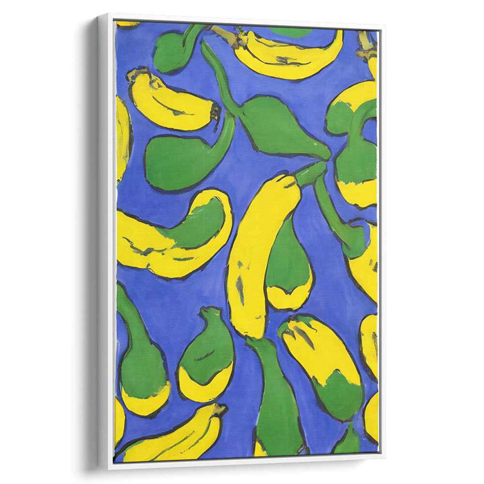 Banana Pop Art: Vibrant Yellow on Blue Canvas