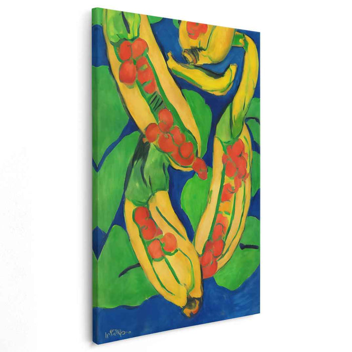 Vivid Banana Abstraction: Bold Expressionist Banana Still Life Canvas Art