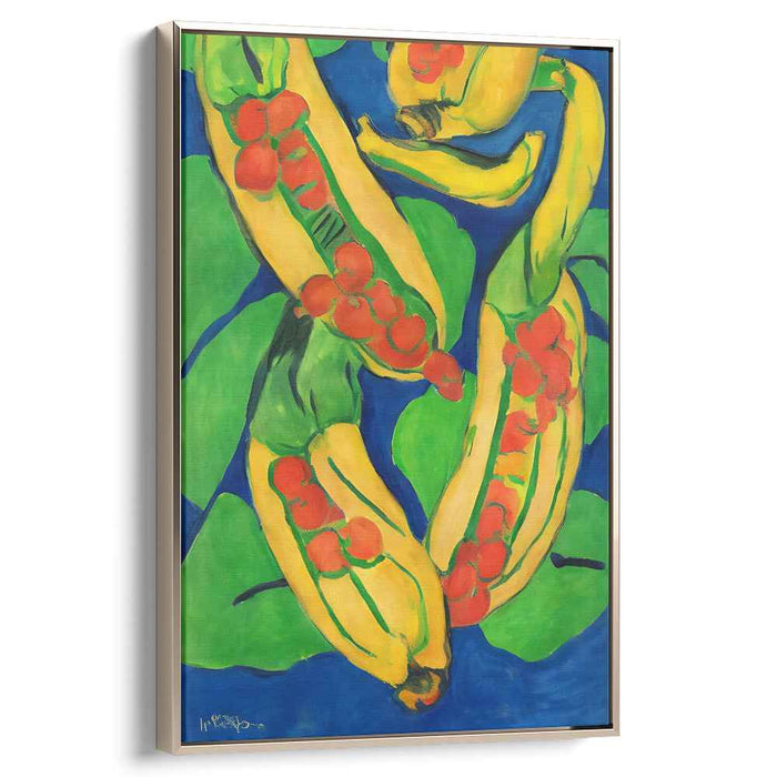 Vivid Banana Abstraction: Bold Expressionist Banana Still Life Canvas Art