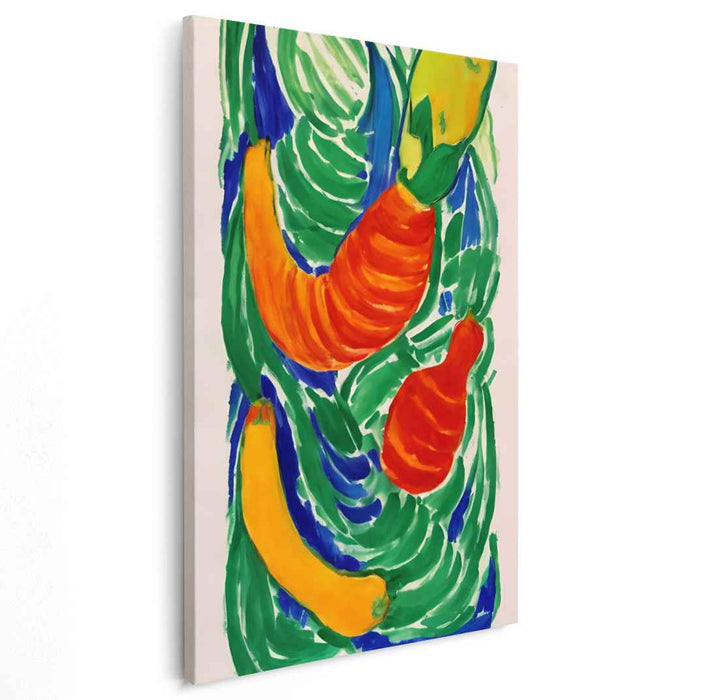 Tangy Tango Composition: Vivid Expressionist Fruit Dance Canvas Art Print