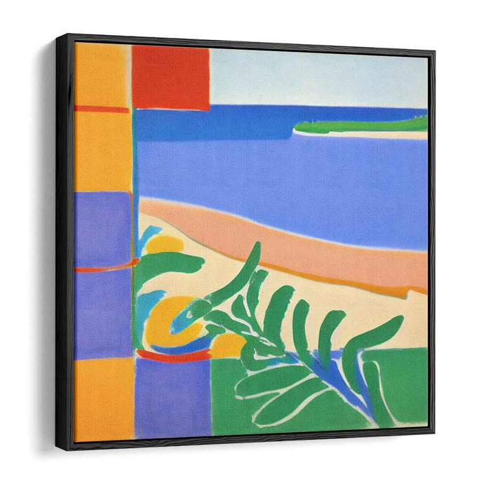 Bouncing Sunrays Mirage: Abstract Geometric Beach Scene Canvas Art Print