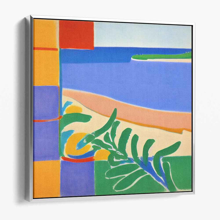 Bouncing Sunrays Mirage: Abstract Geometric Beach Scene Canvas Art Print