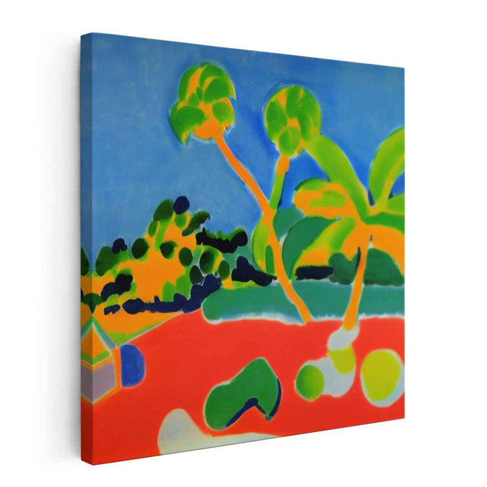 Tropical Oasis Abstraction: Abstract Palm Tree Paradise Canvas Art Print