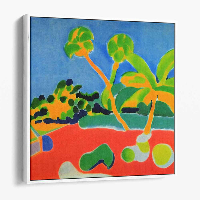 Tropical Oasis Abstraction: Abstract Palm Tree Paradise Canvas Art Print