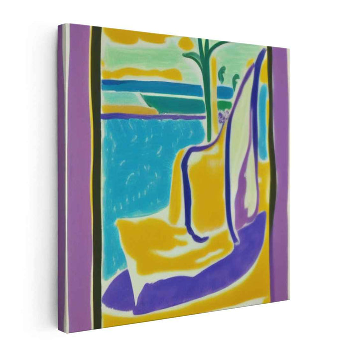 Serene Coastal Dreamscape: Abstract Fauvist Blue Canvas Art Print