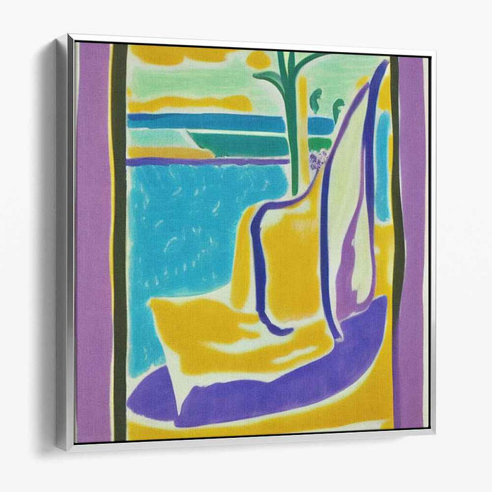 Serene Coastal Dreamscape: Abstract Fauvist Blue Canvas Art Print