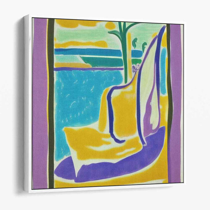 Serene Coastal Dreamscape: Abstract Fauvist Blue Canvas Art Print