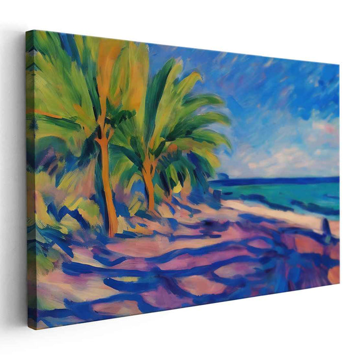 Shoreside Serenade: Vibrant Coastal Landscape Canvas Art