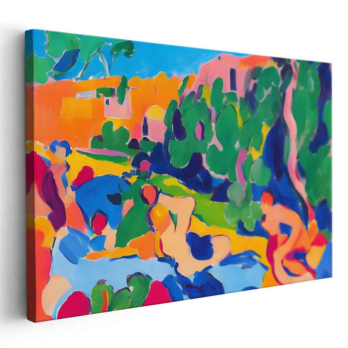 Vibrant Reverie: Fauvist Landscape with Figures