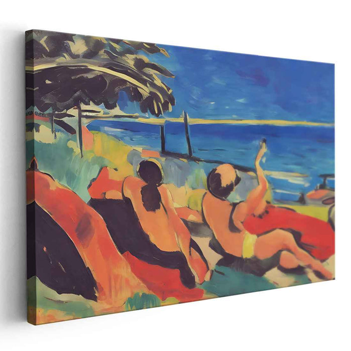 Fauvist Sunbathers Parade: Bold Fauvist Sunbathers Canvas Art Print