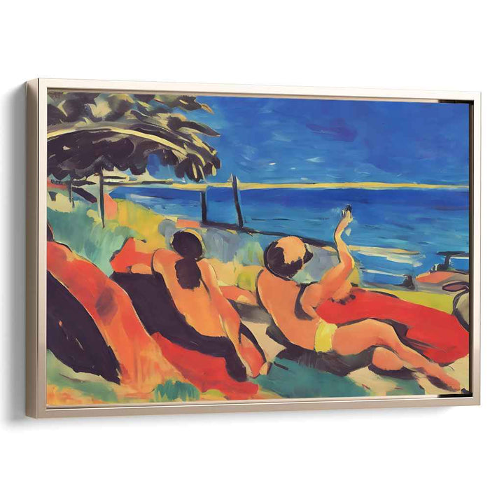 Fauvist Sunbathers Parade: Bold Fauvist Sunbathers Canvas Art Print