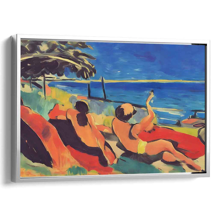 Fauvist Sunbathers Parade: Bold Fauvist Sunbathers Canvas Art Print