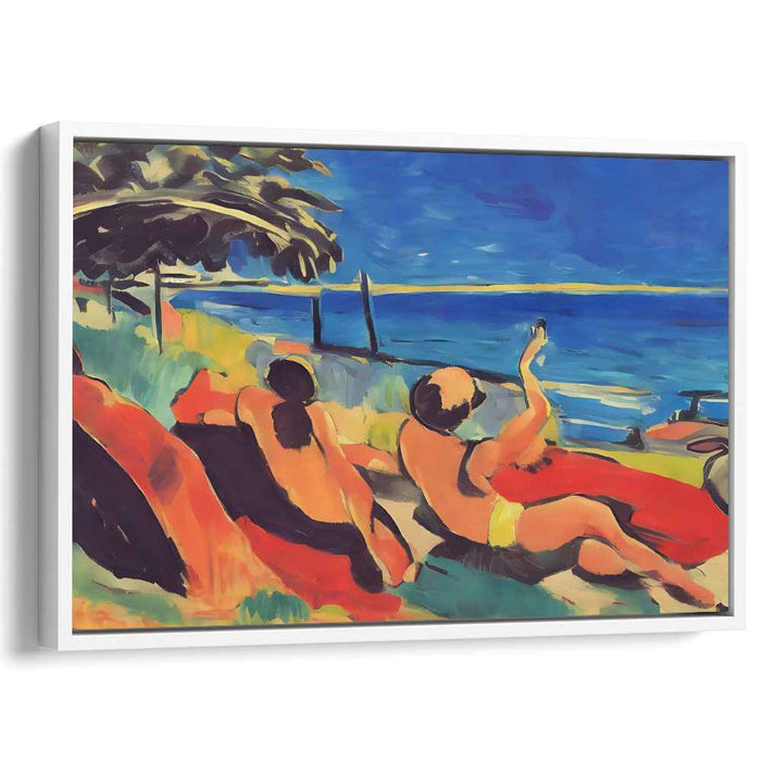 Fauvist Sunbathers Parade: Bold Fauvist Sunbathers Canvas Art Print