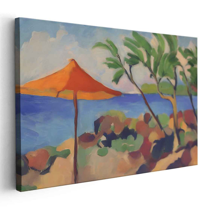 Splash On Sand Dunes: Vibrant Beachside Canvas Art Print