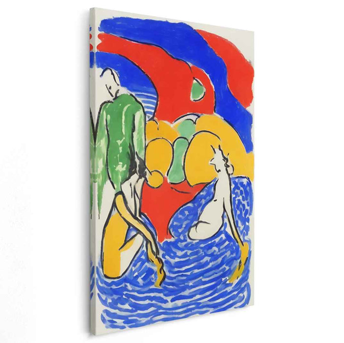 Vibrant Interactions: Fauvist Inspired Abstract Canvas Art Print