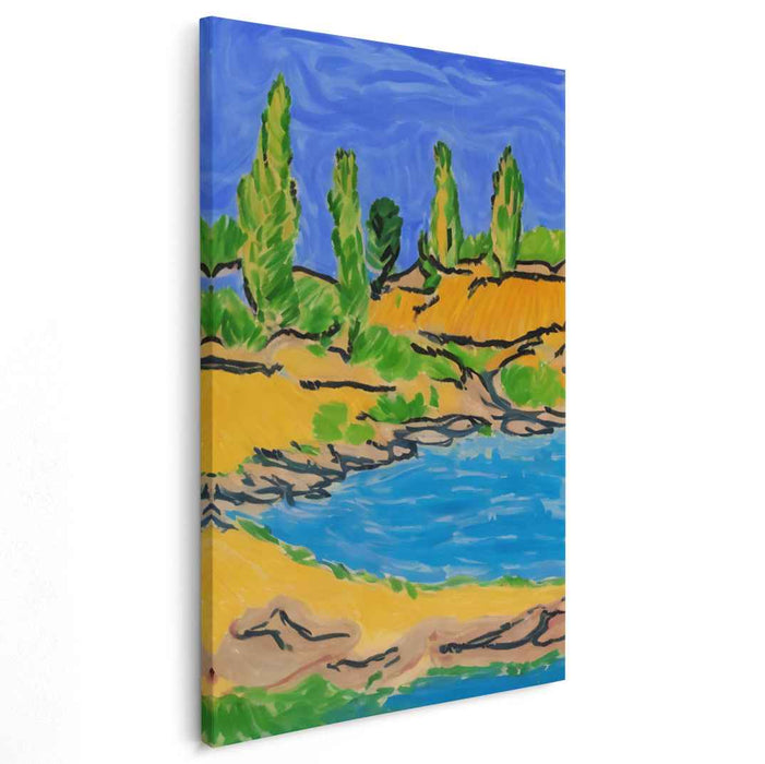 Colorful Brushstroke Meadows: Vibrant Post-Impressionist Landscape Canvas Art Print