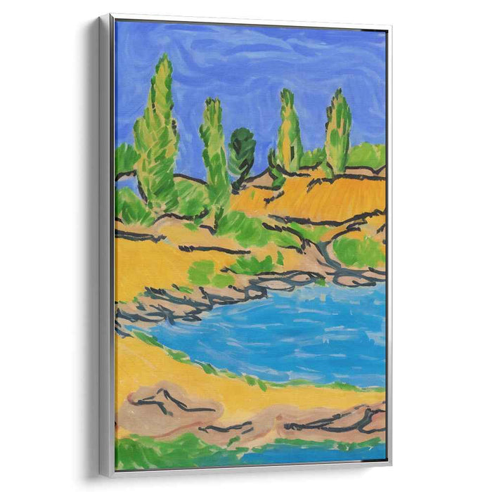 Colorful Brushstroke Meadows: Vibrant Post-Impressionist Landscape Canvas Art Print