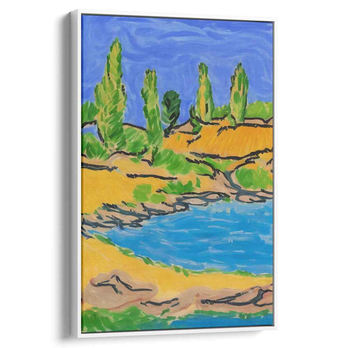 Colorful Brushstroke Meadows: Vibrant Post-Impressionist Landscape Canvas Art Print