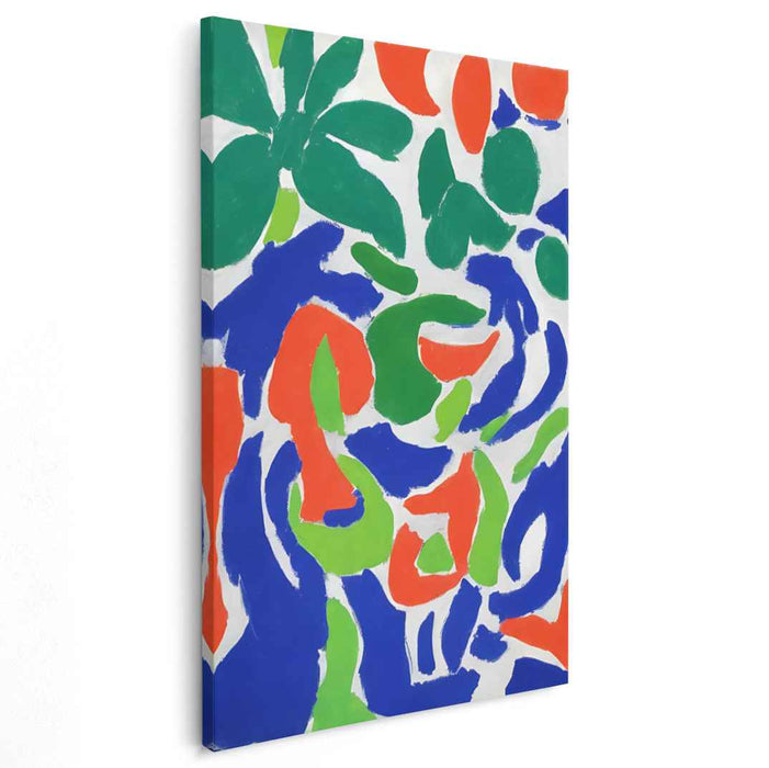 Chaos Dance in Colors: Bold Abstract Blue, Orange, and Green Canvas Art Print