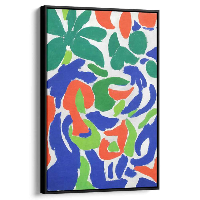 Chaos Dance in Colors: Bold Abstract Blue, Orange, and Green Canvas Art Print