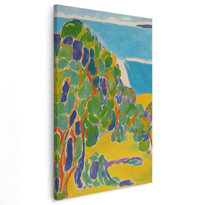 Emerald Skies Dance: Fauvist Landscape with Vibrant Greens and Blues