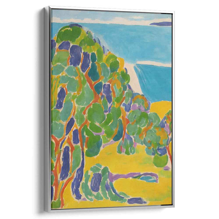 Emerald Skies Dance: Fauvist Landscape with Vibrant Greens and Blues