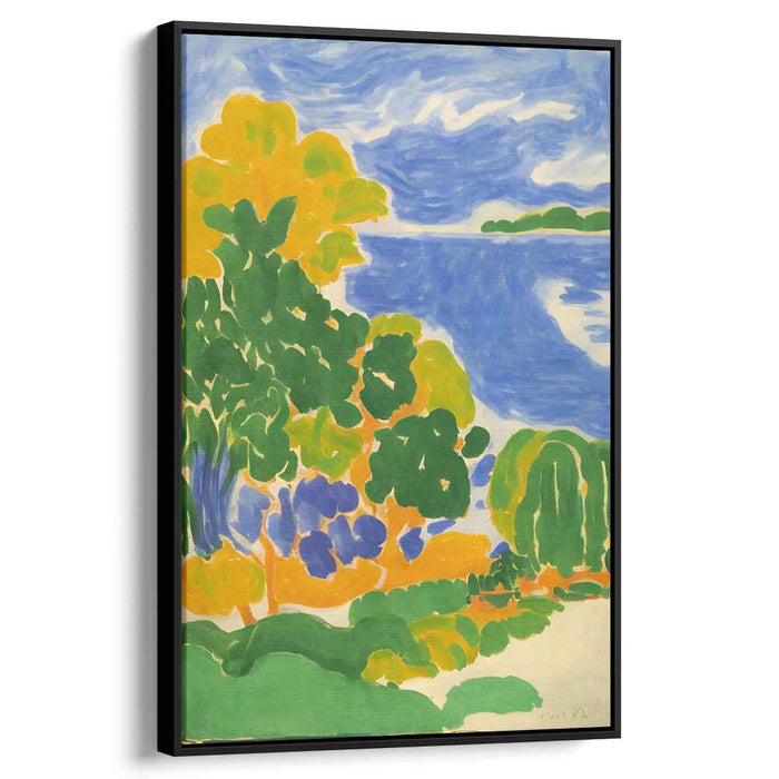 Luminous Lakeside Harmony: Fauvist-Inspired Vibrant Landscape Canvas Art