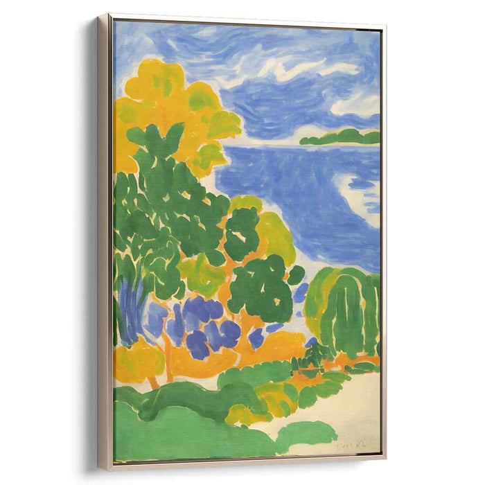 Luminous Lakeside Harmony: Fauvist-Inspired Vibrant Landscape Canvas Art