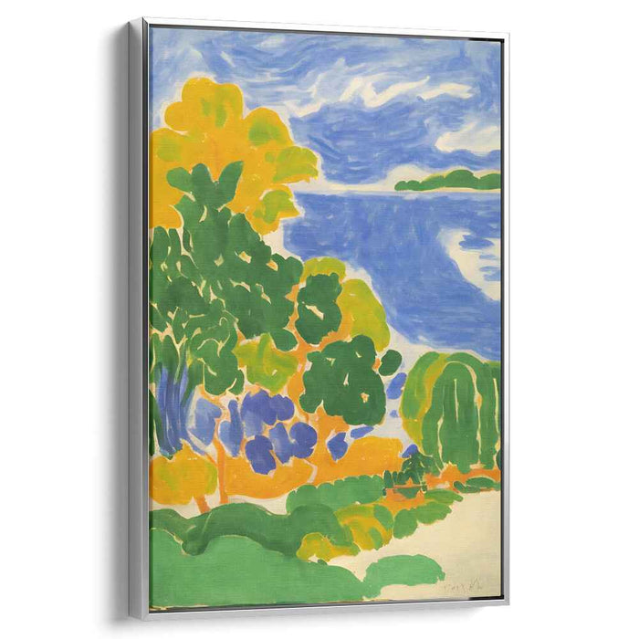 Luminous Lakeside Harmony: Fauvist-Inspired Vibrant Landscape Canvas Art