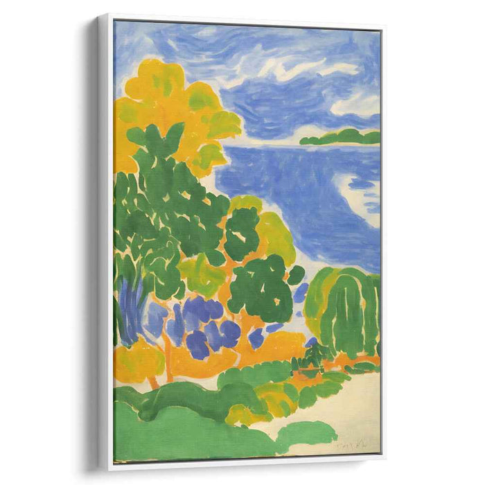 Luminous Lakeside Harmony: Fauvist-Inspired Vibrant Landscape Canvas Art