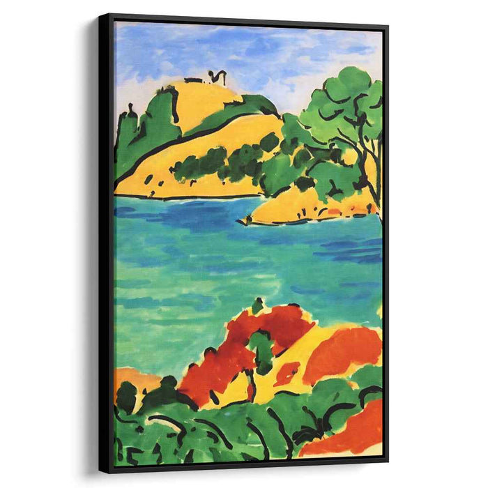 Lakeside Fauvism: Vibrant Fauvist Lakeside Landscape Canvas Art Print
