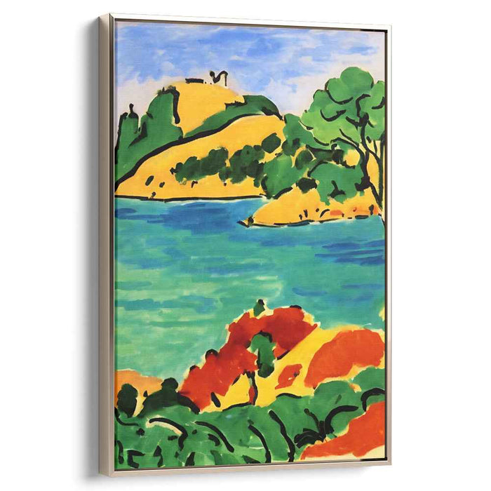 Lakeside Fauvism: Vibrant Fauvist Lakeside Landscape Canvas Art Print