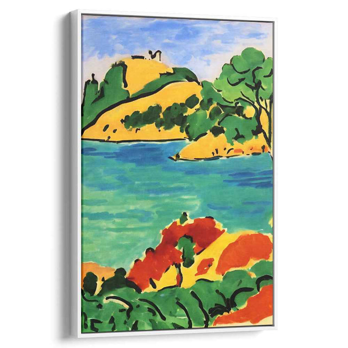Lakeside Fauvism: Vibrant Fauvist Lakeside Landscape Canvas Art Print