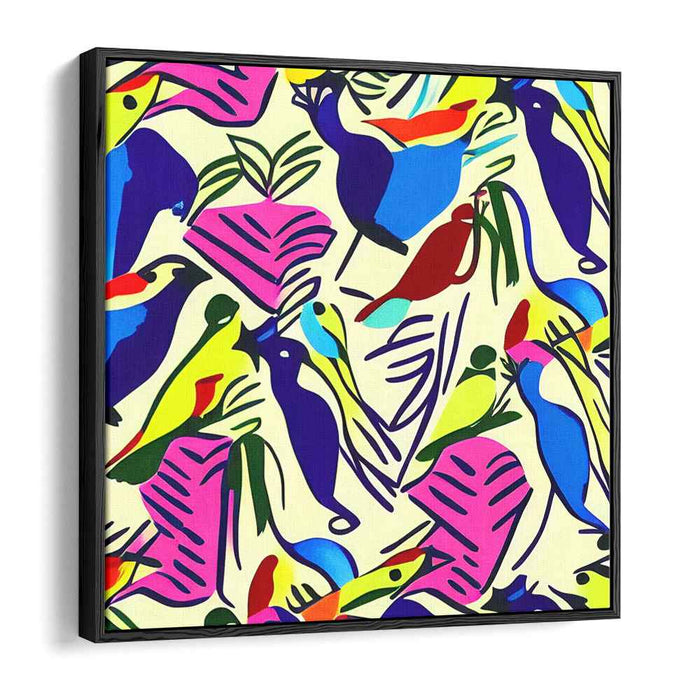 Flight of Imagination: Abstract Bird Wonderland Canvas Art Print