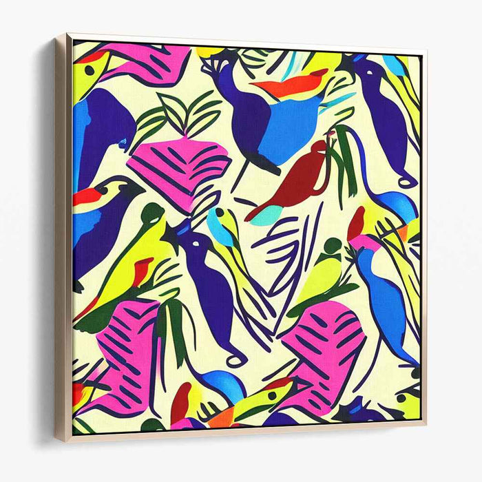 Flight of Imagination: Abstract Bird Wonderland Canvas Art Print