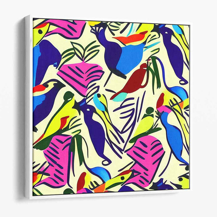 Flight of Imagination: Abstract Bird Wonderland Canvas Art Print