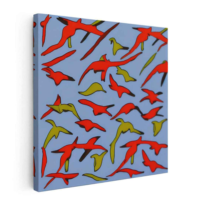 Soaring Elegance: Dynamic Bird Silhouettes in Flight Canvas Art