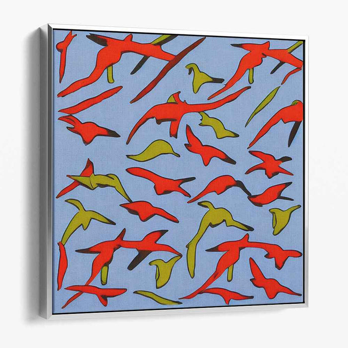 Soaring Elegance: Dynamic Bird Silhouettes in Flight Canvas Art