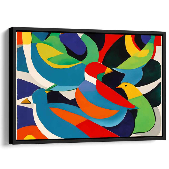 Spiral Harmony: Abstract Avian Symphony Canvas Art