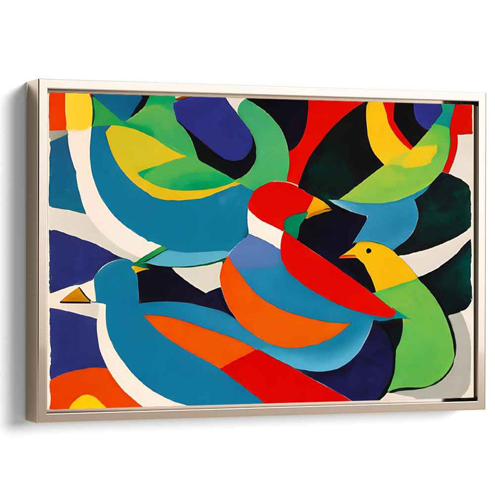 Spiral Harmony: Abstract Avian Symphony Canvas Art